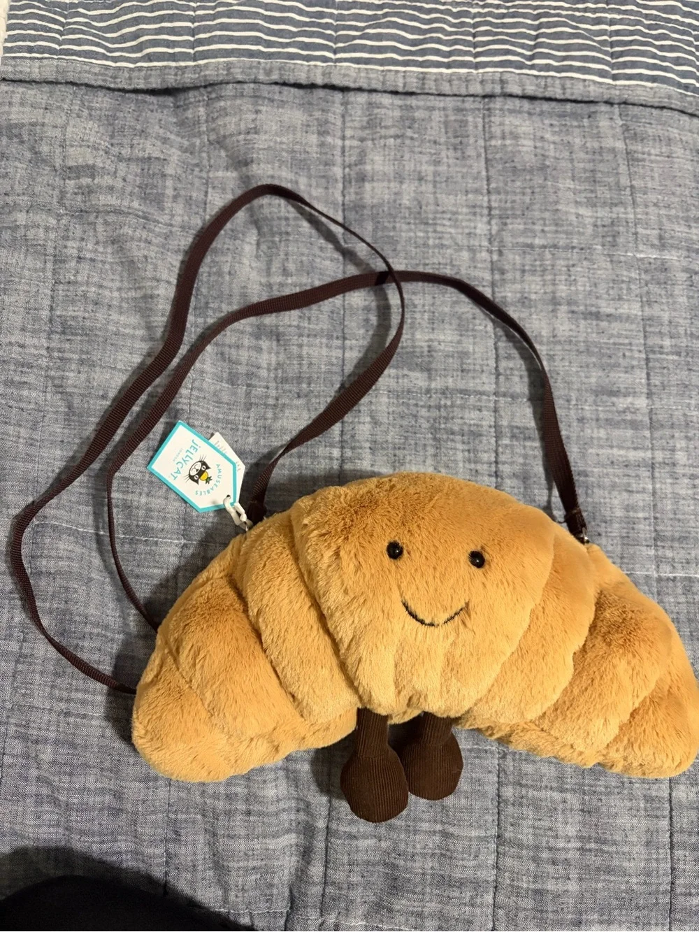 Jellycat Smiling Croissant Plush Crossbody Bag - Light Brown